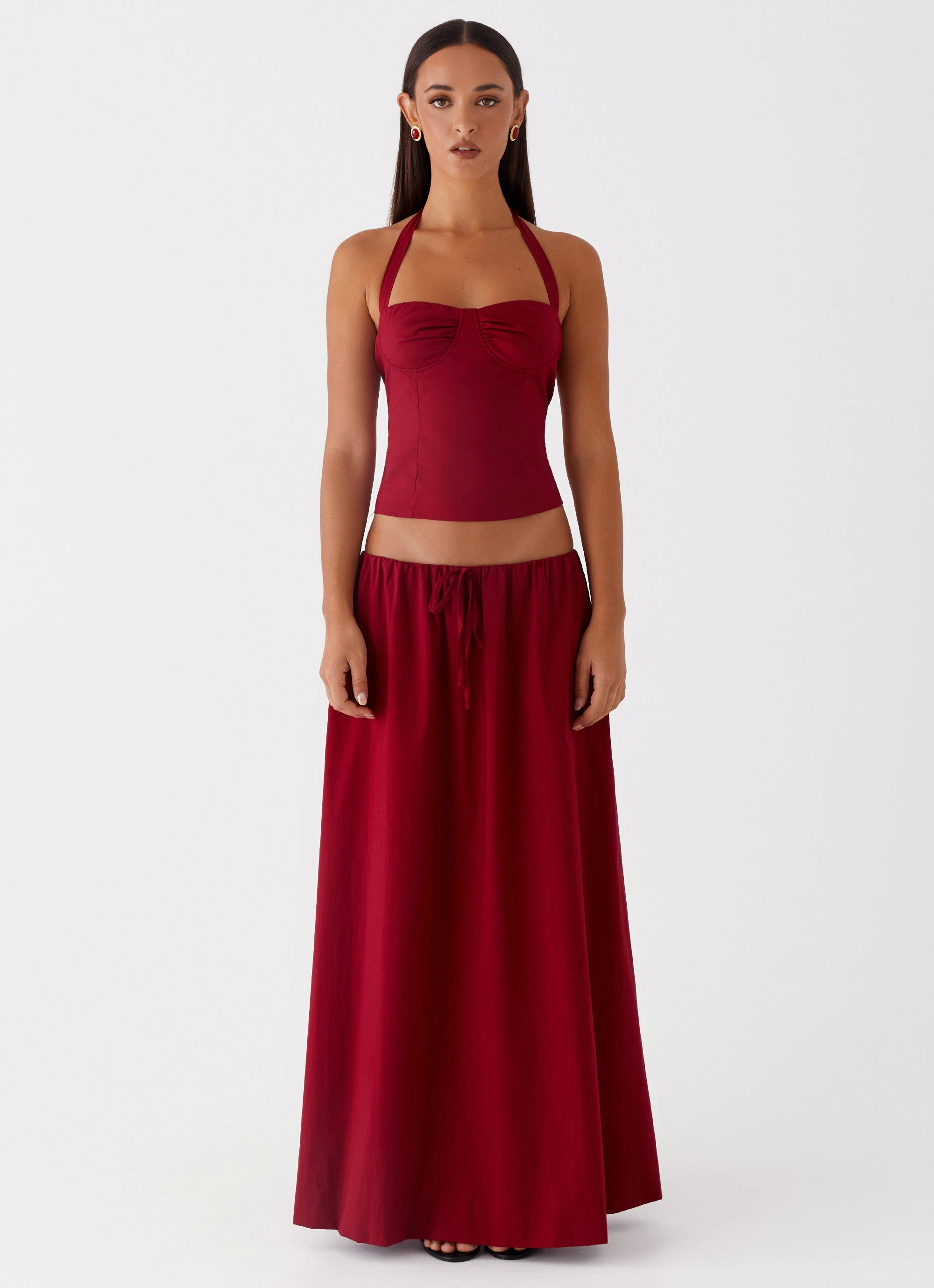 Casual Comfort Style Fusion Cheryl Maxi Skirt - Cherry Red