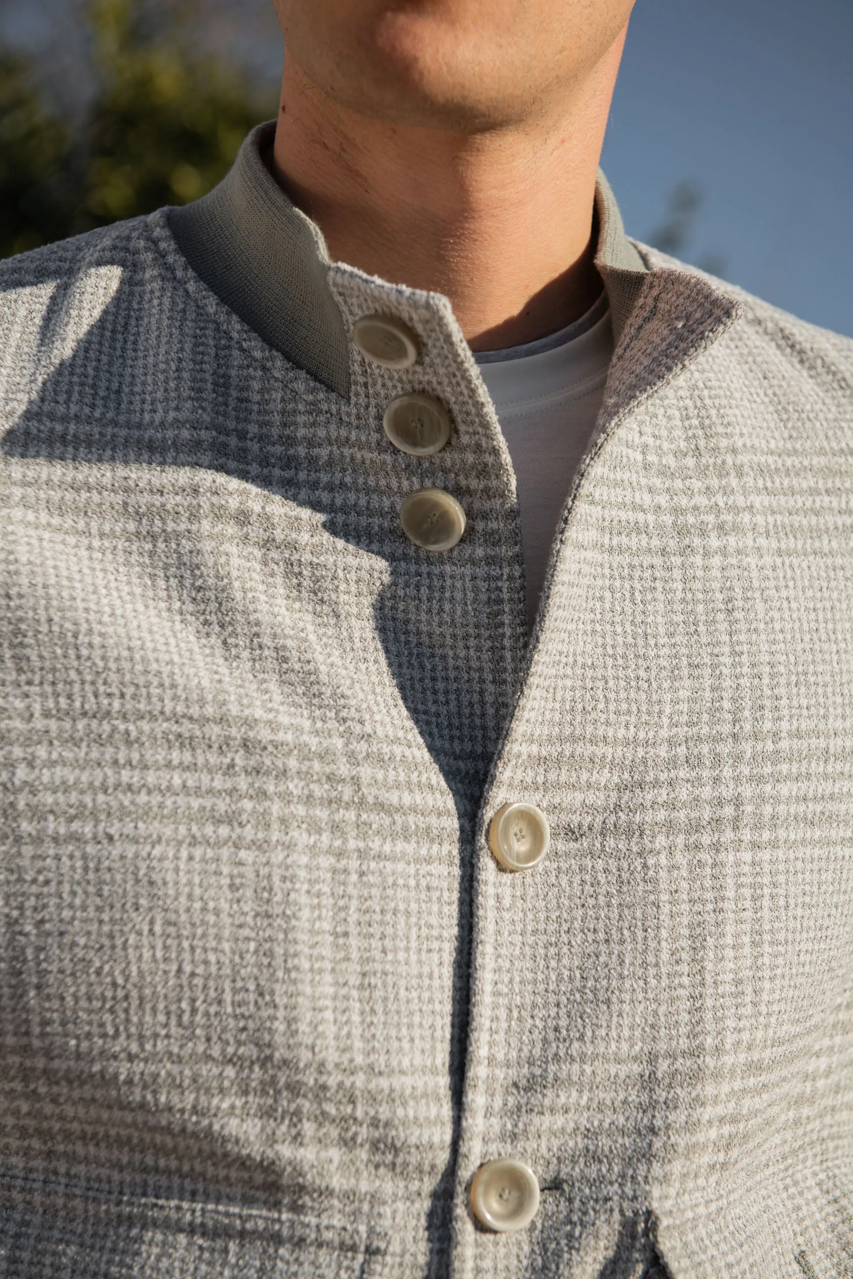 Light grey Prince of Wales bomber jacket ?C Made in Italy Travel Ready Look ErgonomicCut