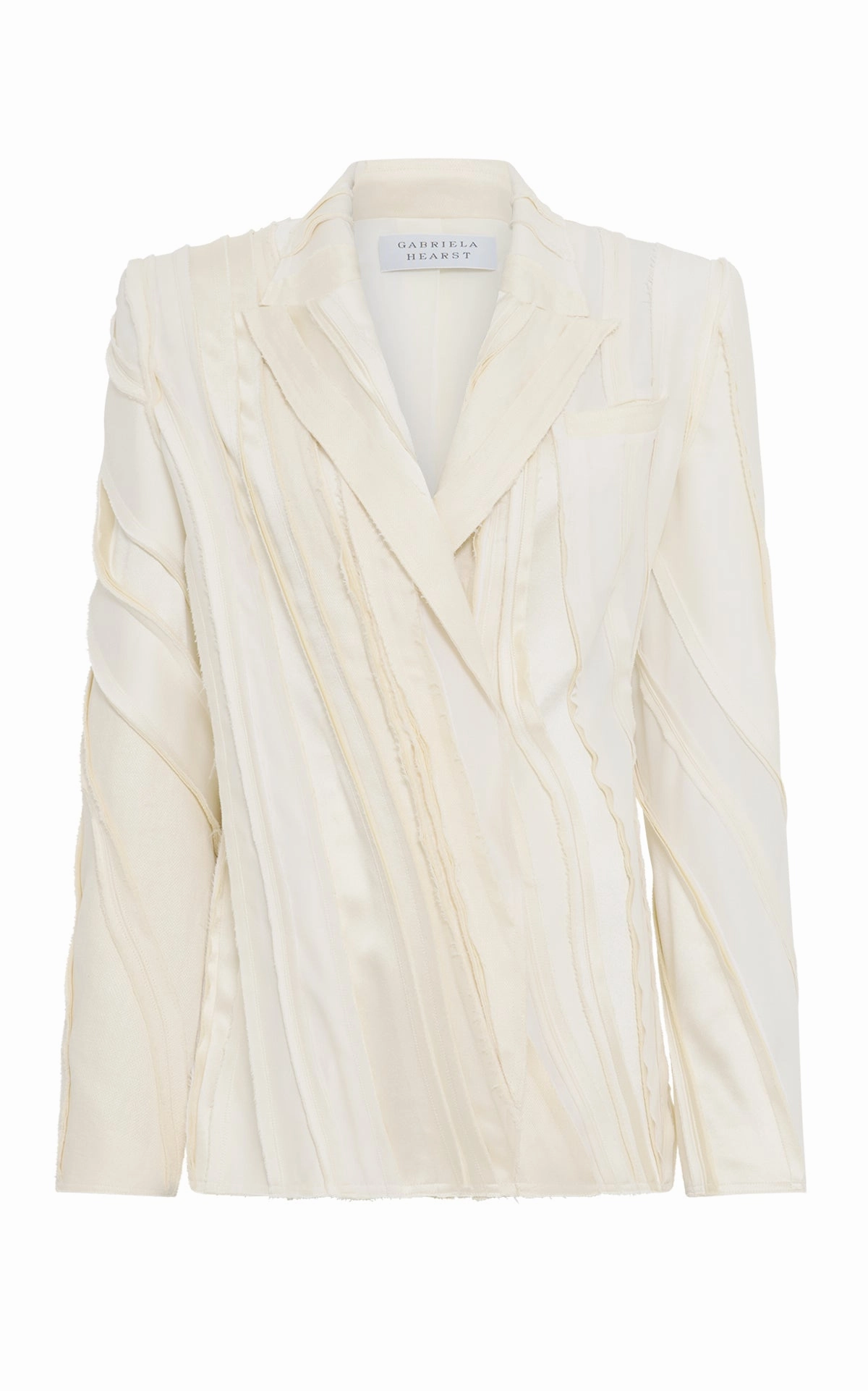 Effortless Fit Edwin Patchwork Blazer in Ivory Textured Linen Slub