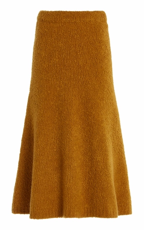 Pablo Knit Midi Skirt in Saffron Cashmere Silk Boucle Mood Outfit