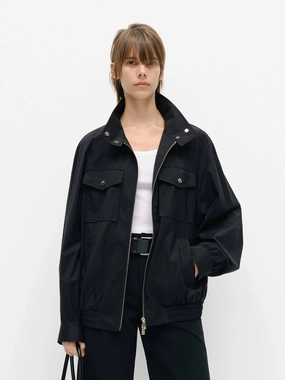 Sustainable Packaging Reflective Bands Elastic Hem Loose Jacket