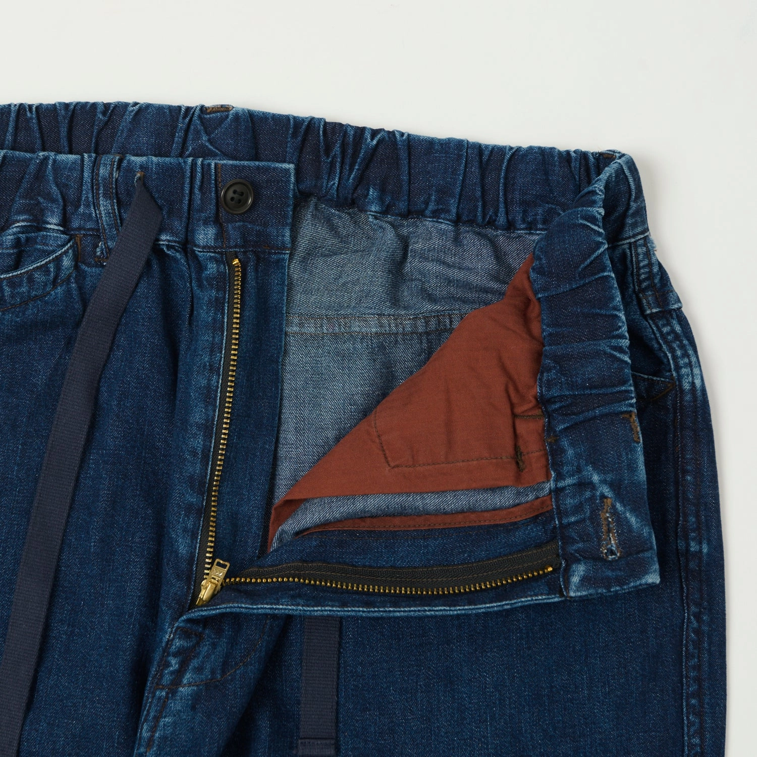 Warm Fit Flexible Look Post Overalls 'E-Z Chinois De Luxe' 8oz Denim Trousers - Deep Wash