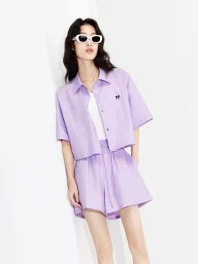 Contrast Stitch Mix-And-Match Boxy Fit Cotton Shirt