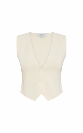 Layering Piece Business Ready Design Styx Knit Vest in Ivory Merino Wool Cashmere