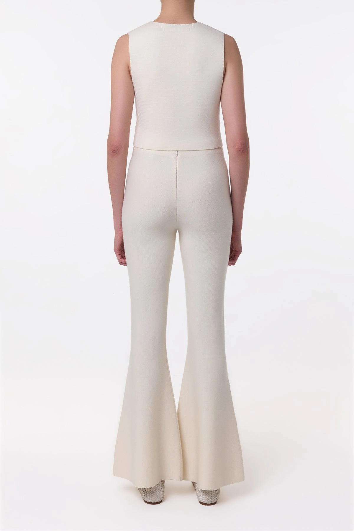 Styx Knit Vest in Ivory Merino Wool Cashmere Polished Layer