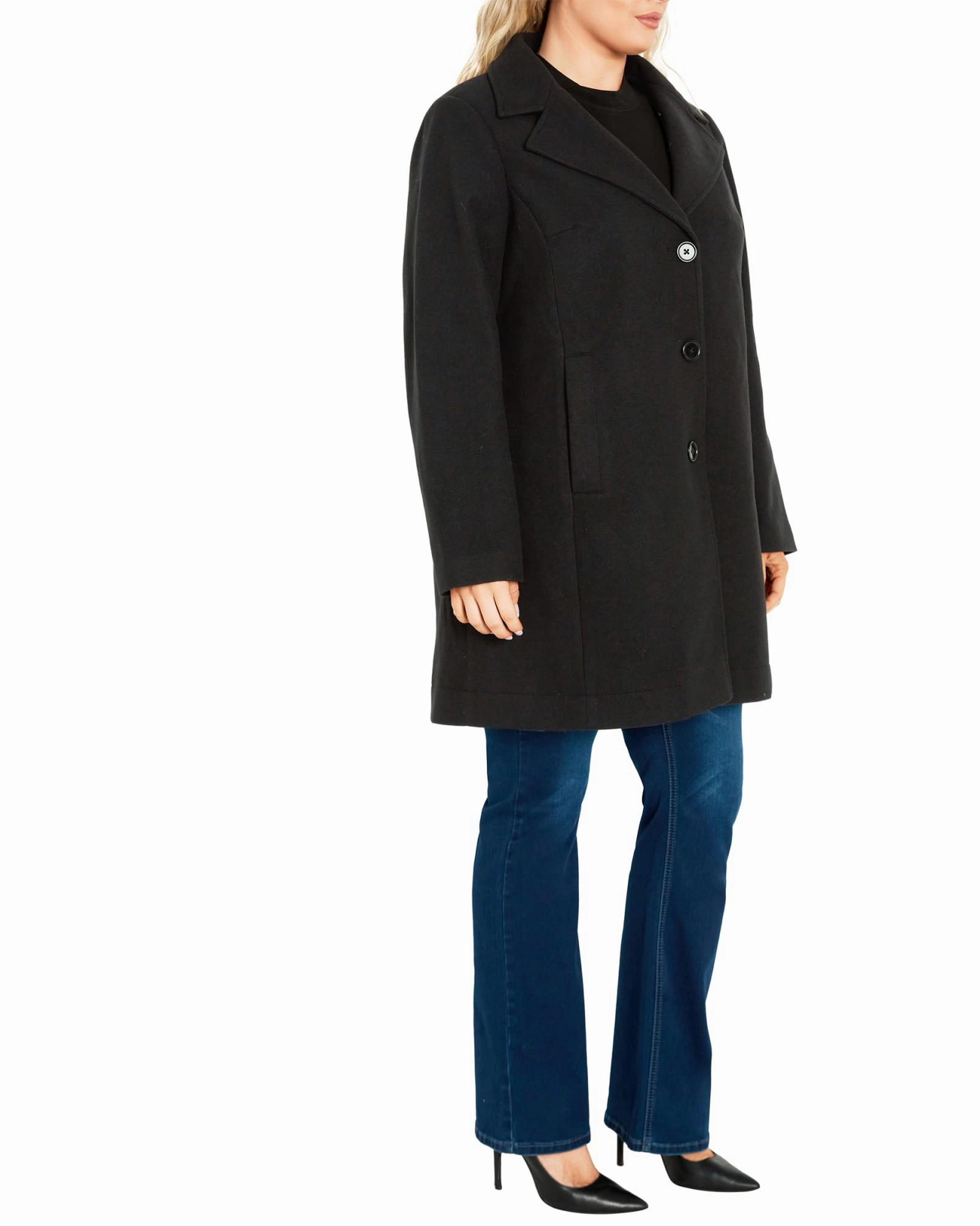 Elle Faux Wool Coat | Black Diploma Visualize