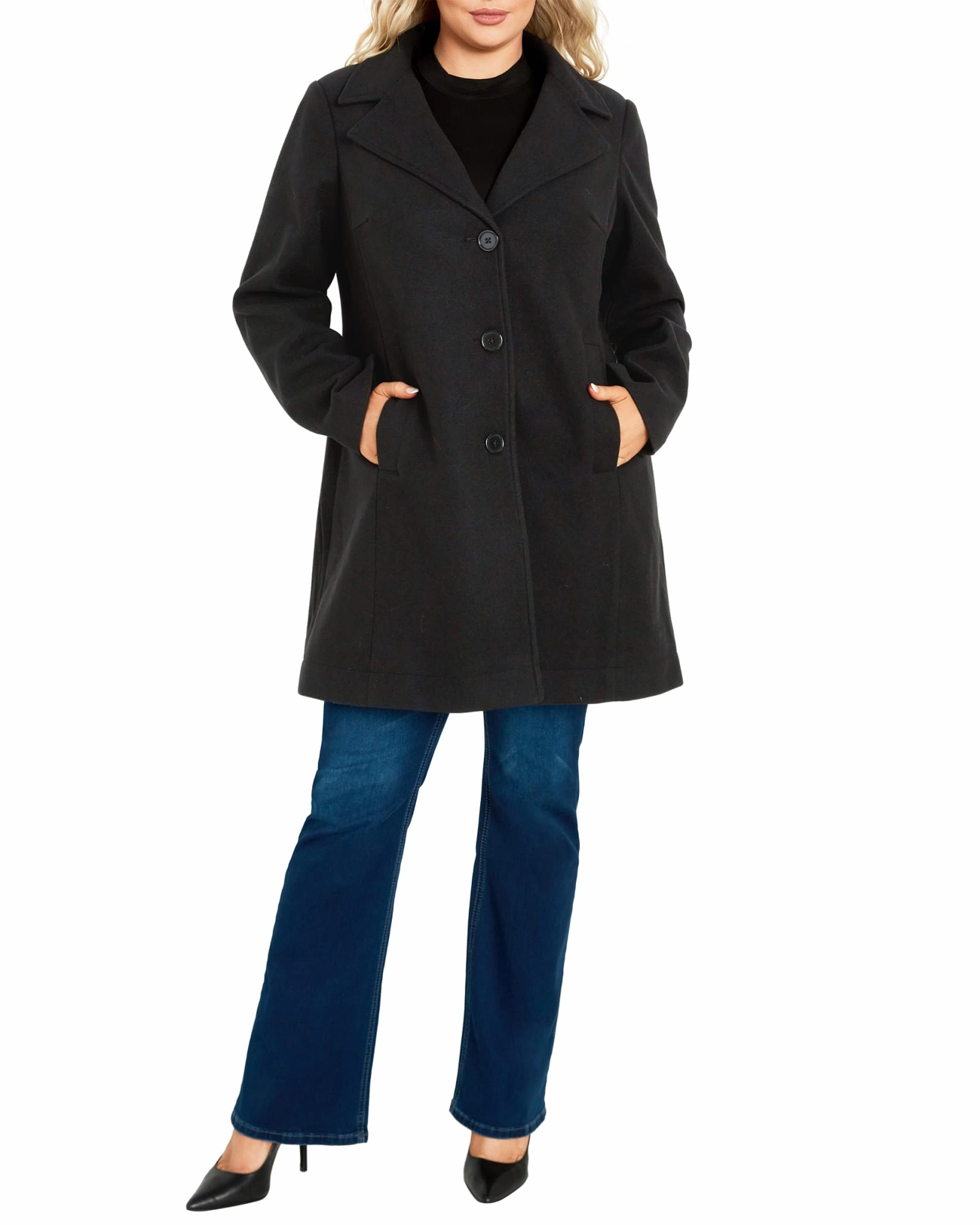 Effort Elle Faux Wool Coat | Black