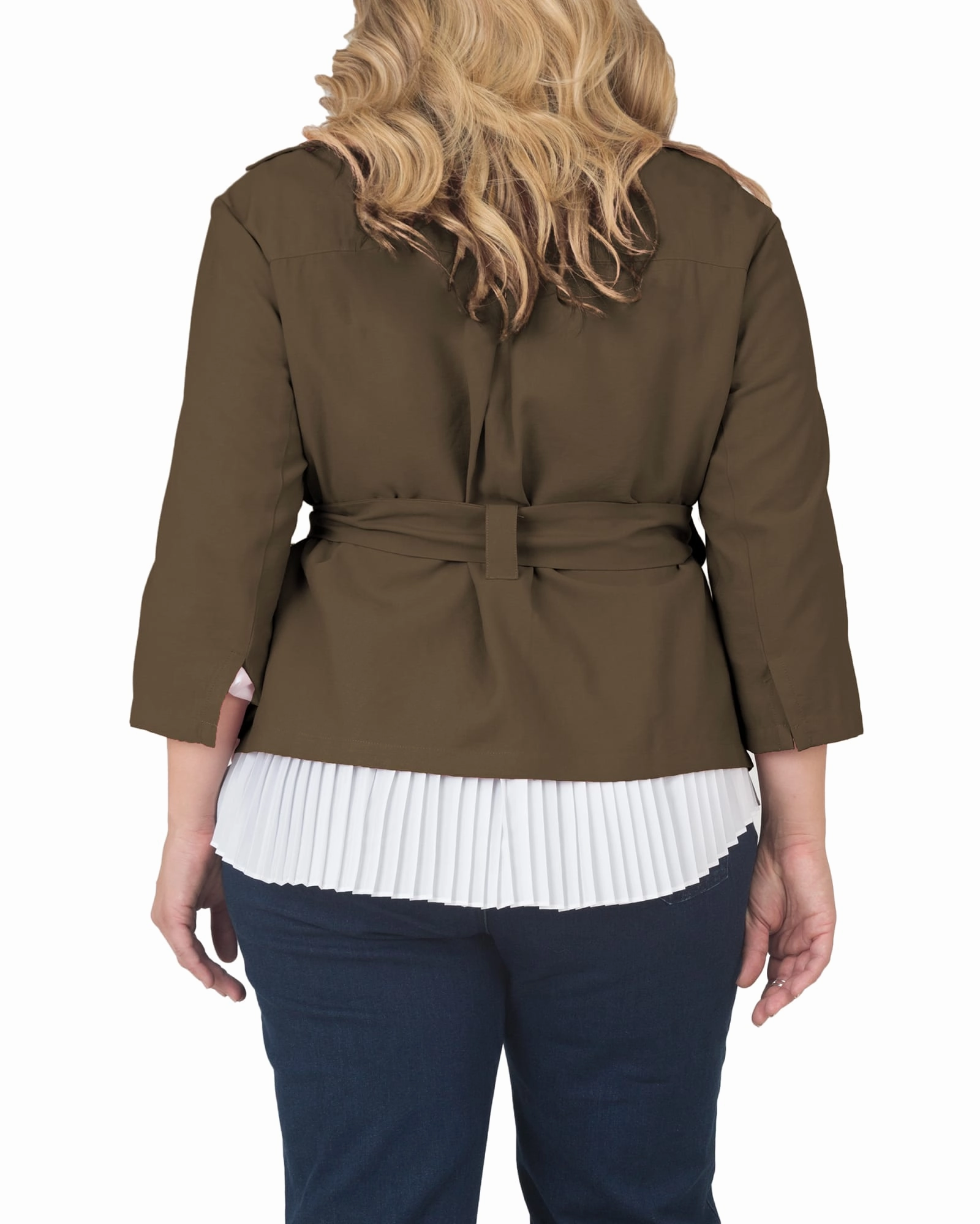 AntiStaticLining Imagine Elodie Cropped Wrap Trench Jacket | Olive