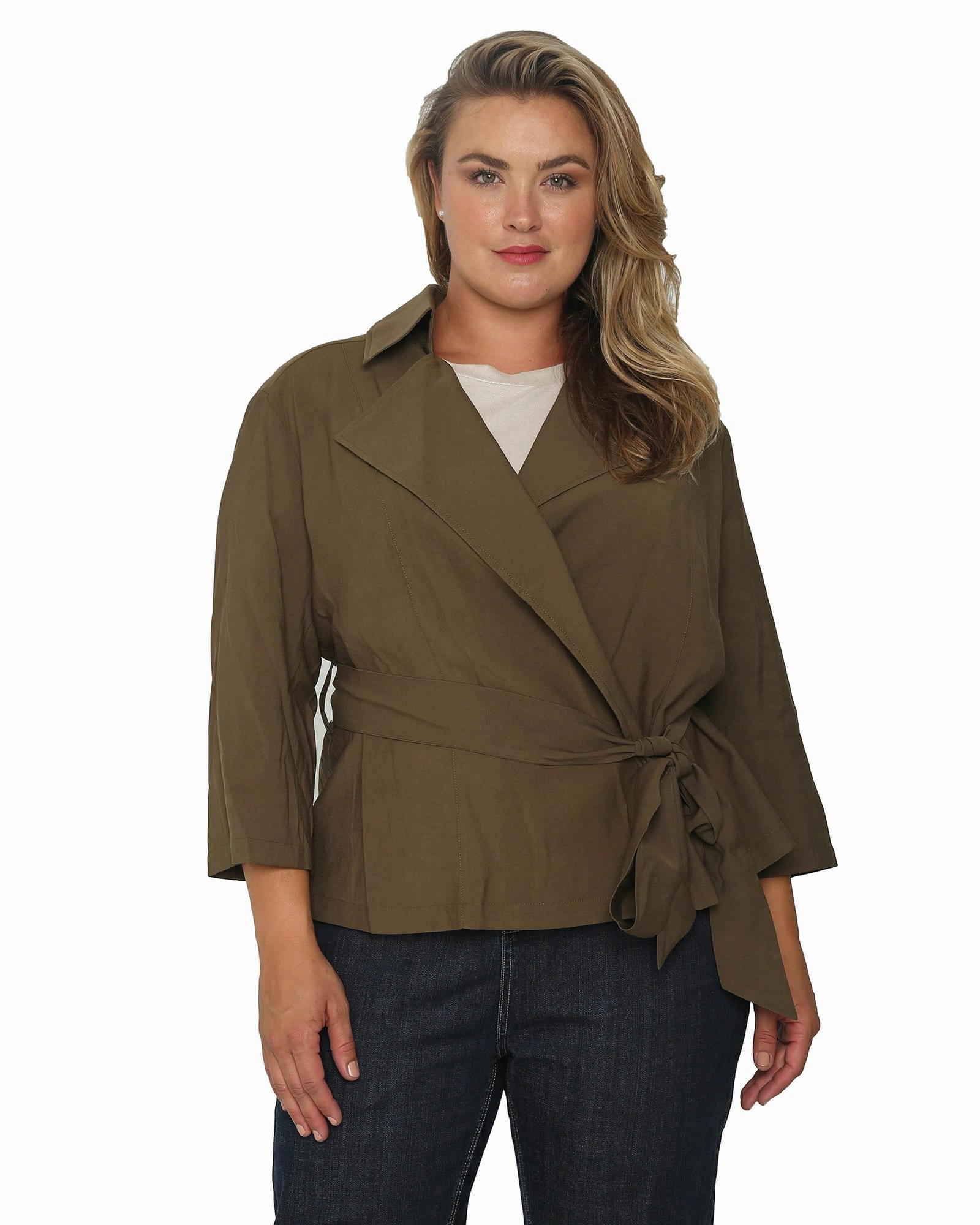 Moment Elodie Cropped Wrap Trench Jacket | Olive