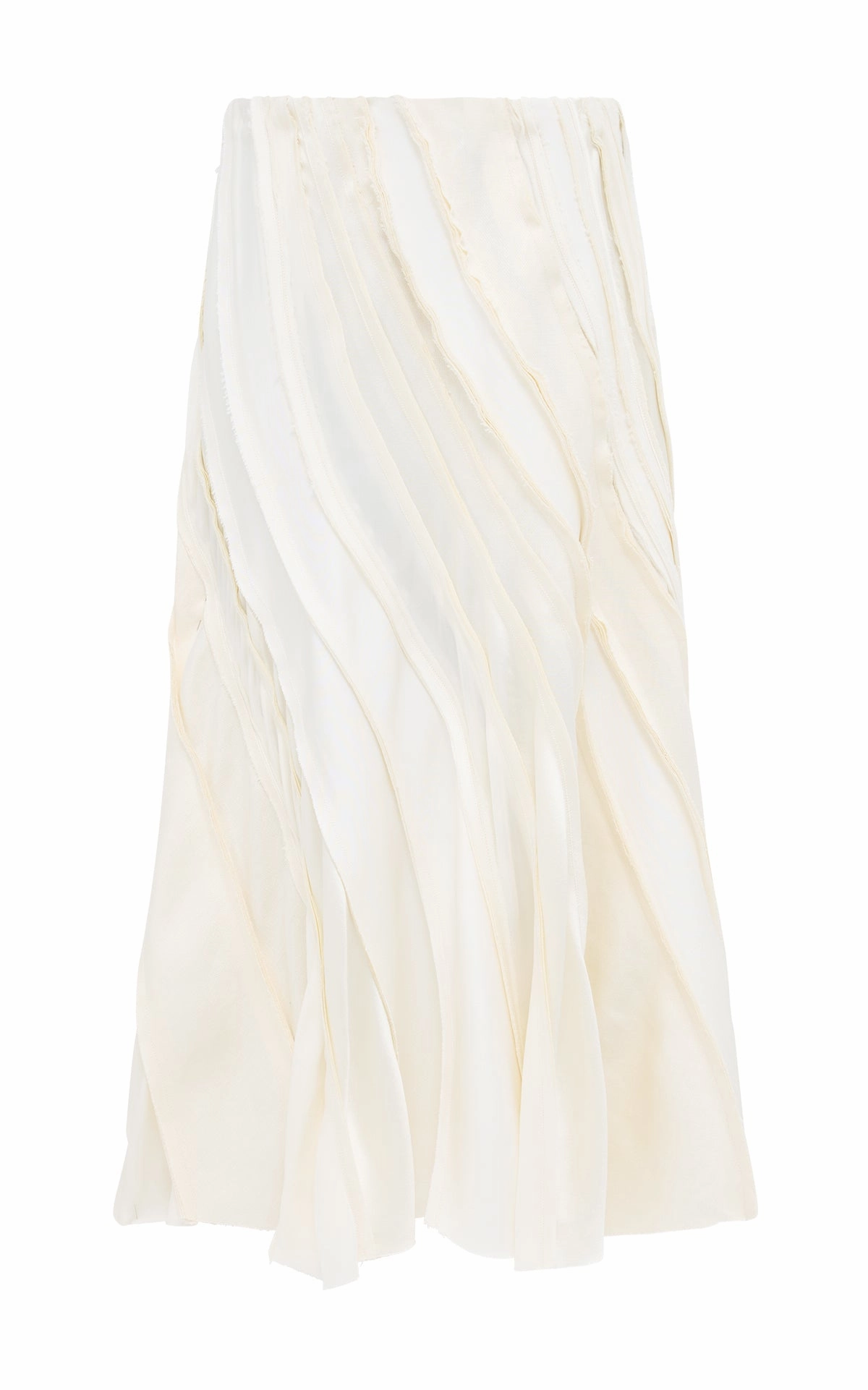 Elora Patchwork Midi Skirt in Ivory Textured Linen Slub Midi length Media Feature