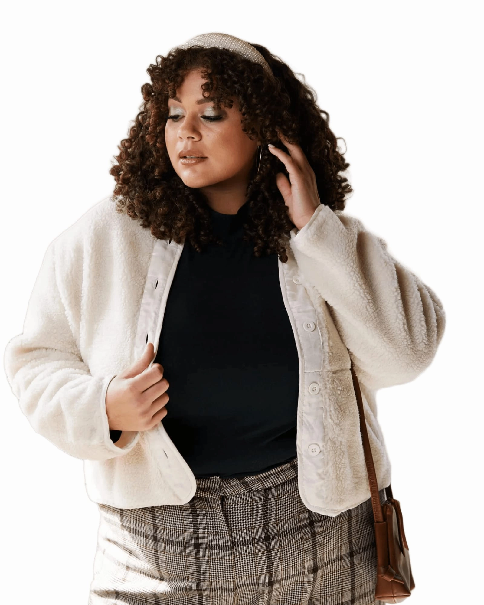 Loose-fit Enola Cozy Sherpa Jacket | Antique White