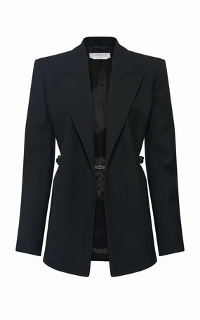Epona Chain Blazer in Black Recycled Virgin Wool Business Attire Wear Perfectly Refined