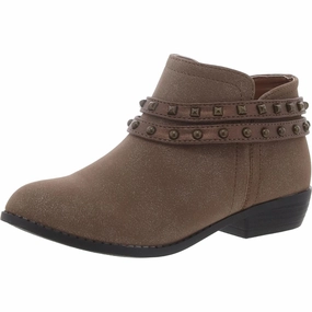 Nicolena Girls Studded Block Heel Booties Support Cushion Good Arch Support