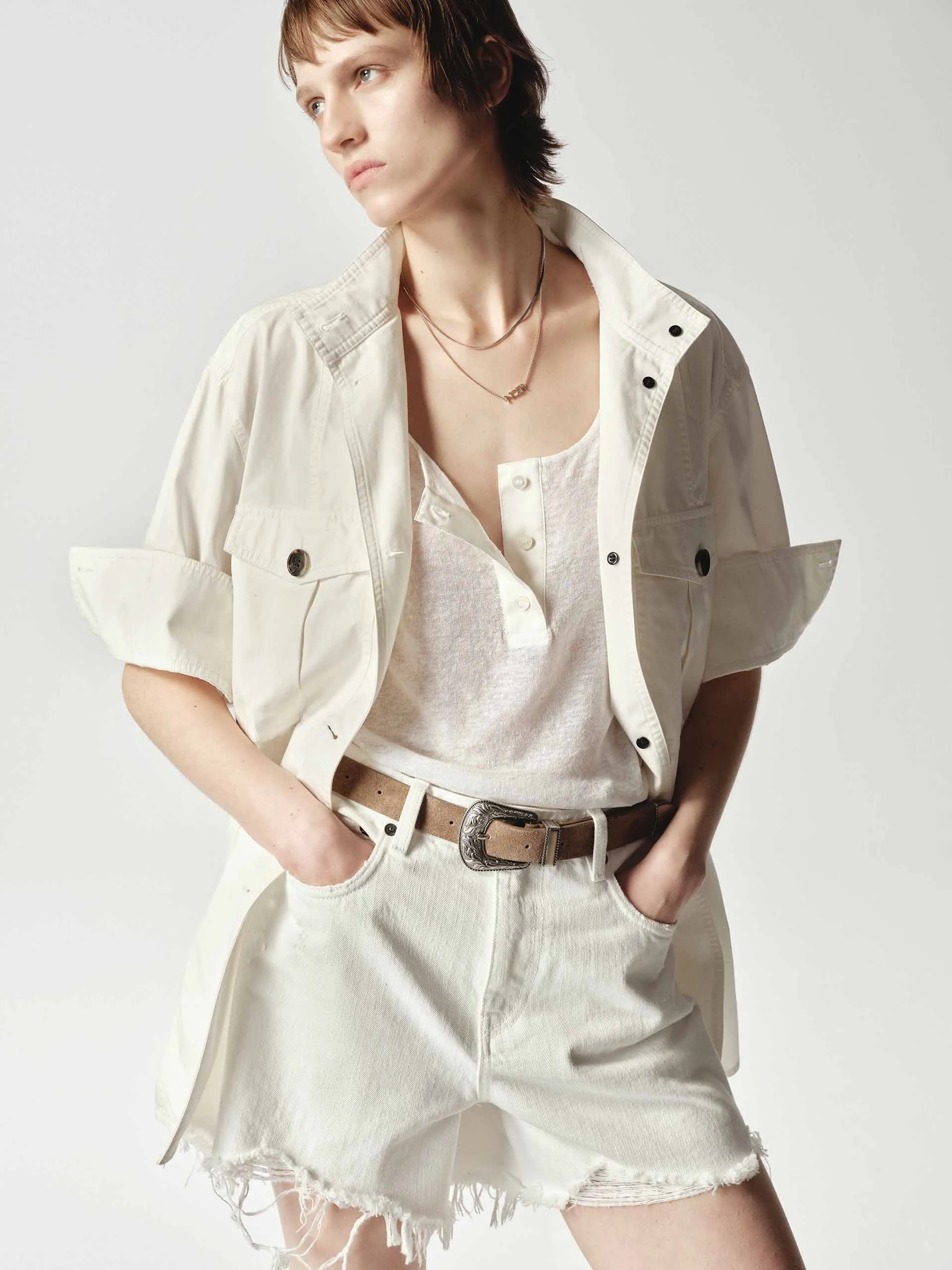 UV Protective Coating Pure Cotton Cargo Style Shirt