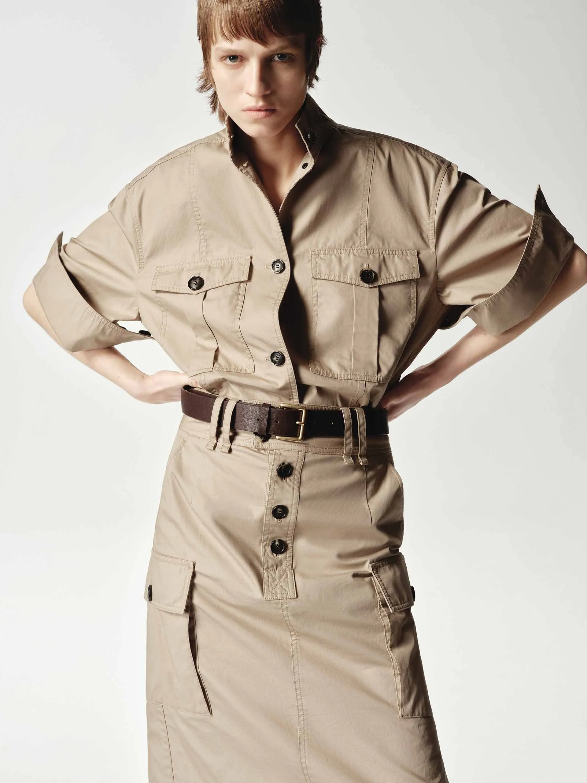 Pure Cotton Cargo Style Shirt Casual Vibe Unstructured Shoulder