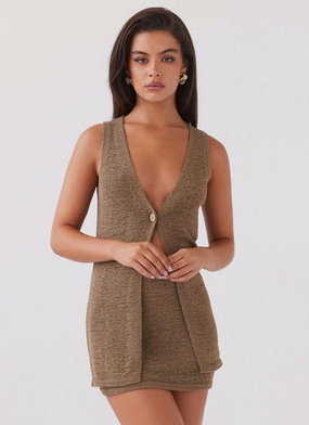 Budget Friendly Chic Tones Capri Glow Knit Top - Khaki