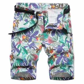 Relaxed Waistband WaterResistantFinish West Louis? Tropical Floral Digital Print Stretch Denim Shorts