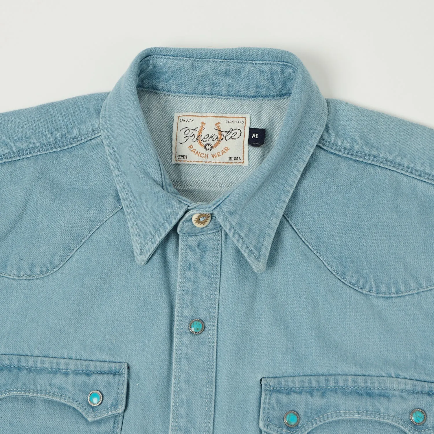 All-day Comfort Freenote Cloth 'Modern' 11oz Denim Western Shirt - Bleach Wash