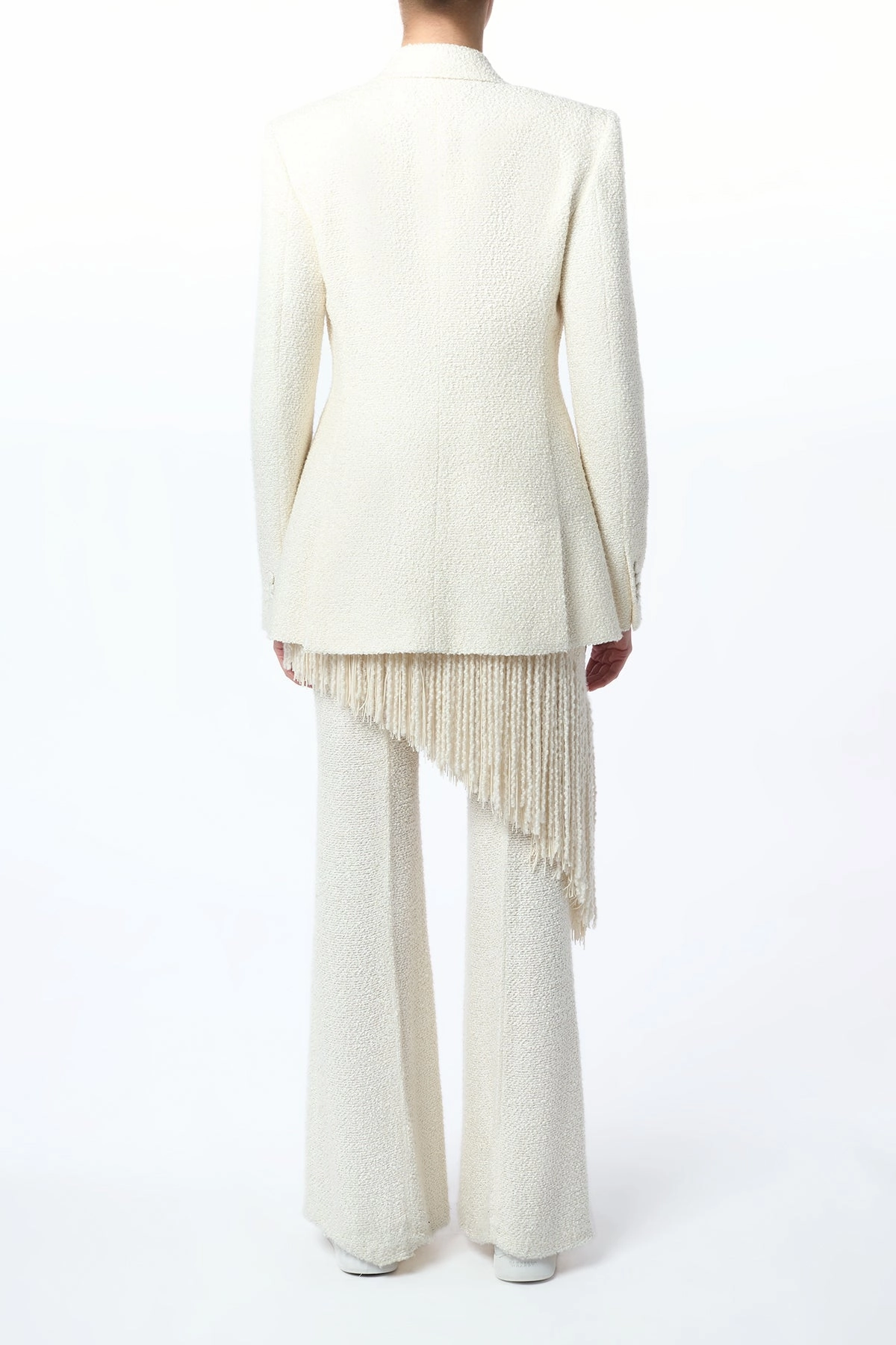 Luxury Fabric Chic Comfort Mairi Blazer in Ivory Silk Boucle