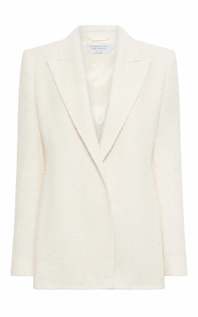 Sharp Style Fit Mairi Blazer in Ivory Silk Boucle