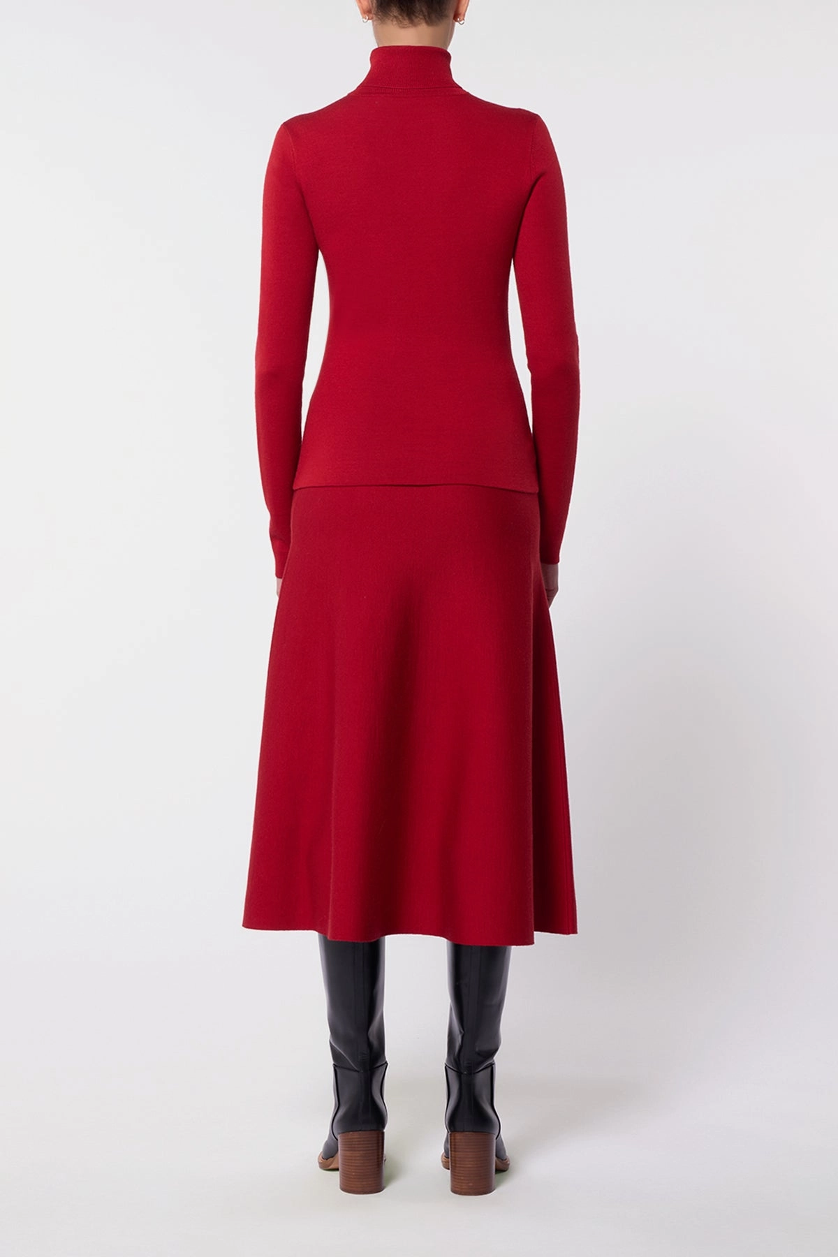 Style Layering Freddie Knit Midi Skirt in Scarlet Red Merino Wool Cashmere