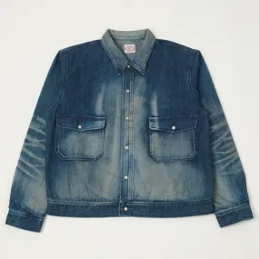 Full Count 2038 Hollywood Dude Denim Jacket - Heavy Wash Double Layered Collar