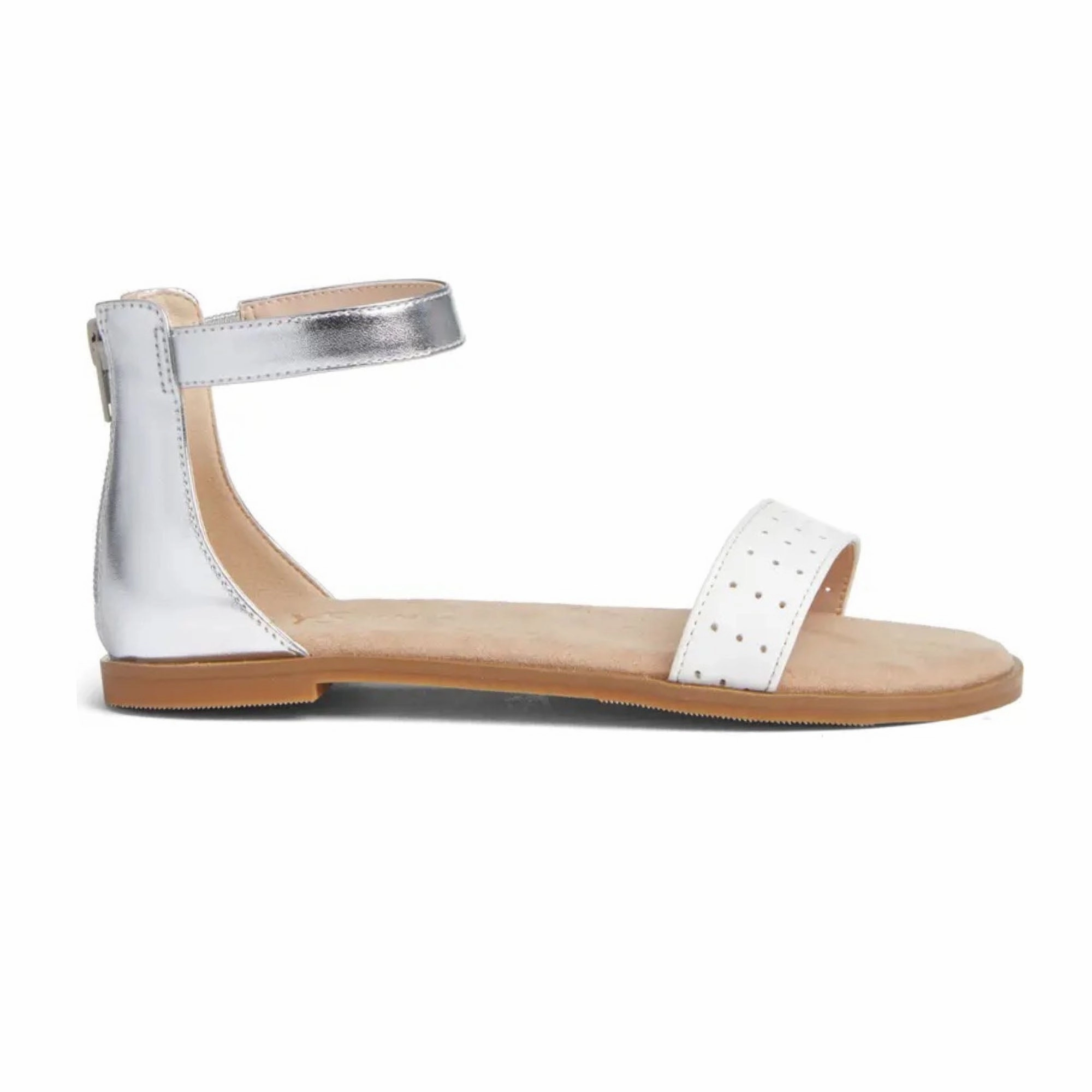 Miss Cambelle Sandal in White & Silver - Kids Leg Ease