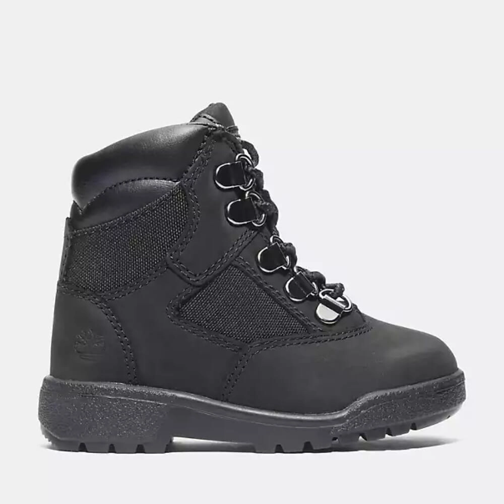 Timberland 6 Inch L/F Field Boot Black Nubuck  TB-044890-001 Toddler Moisture Wick Everyday Walk