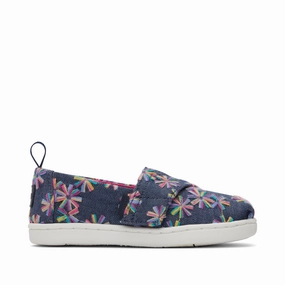 Tiny Alpargata Navy Embroidered Floral Toddler Shoe High Step