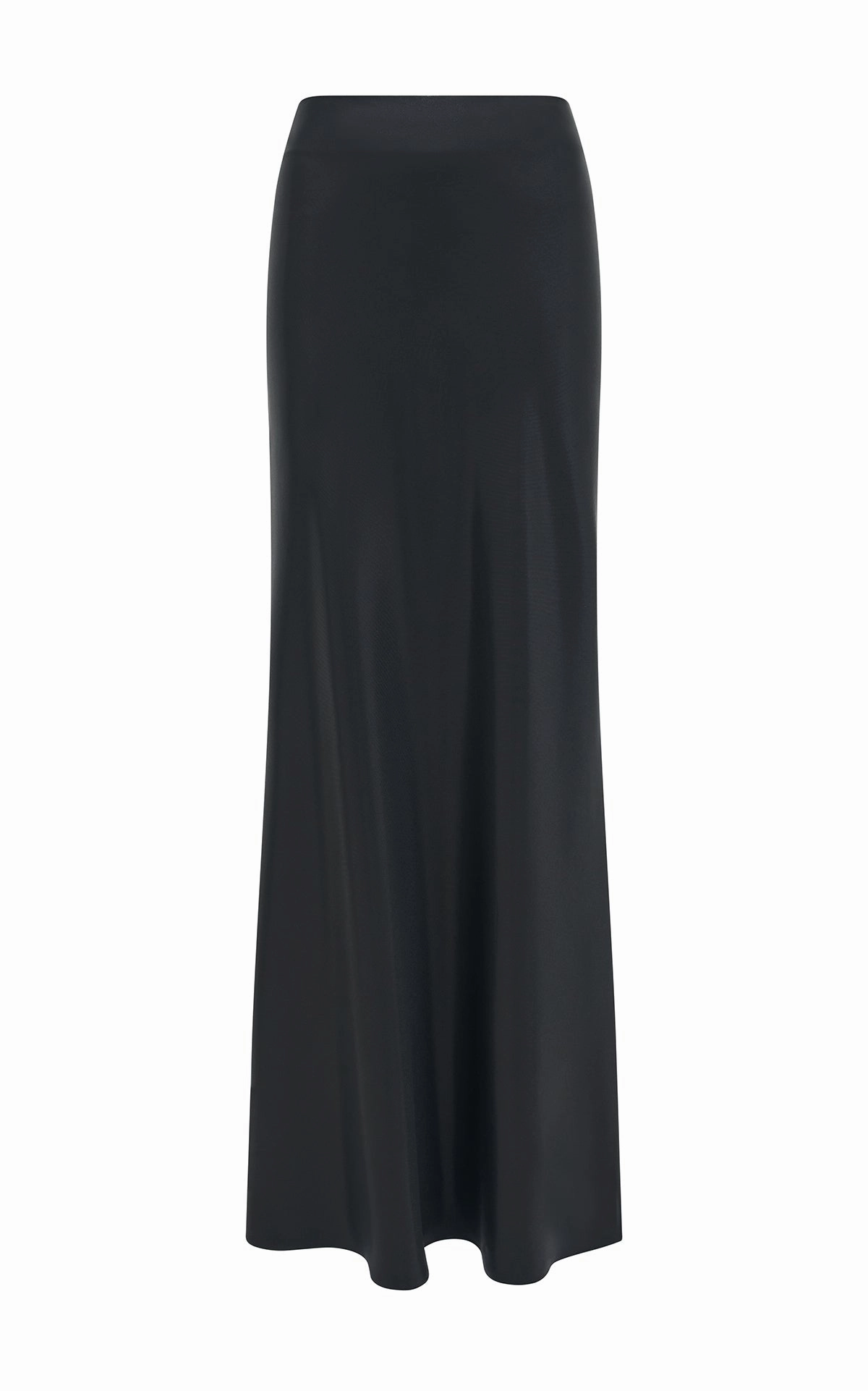 Fauna Bias Maxi Skirt in Black Metallic Silk Twill Chic Fit