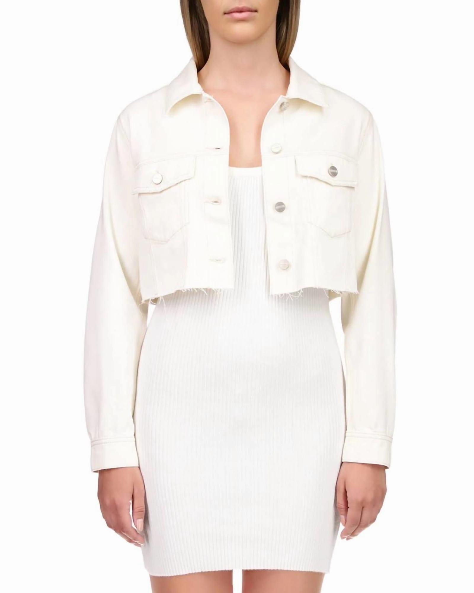 Regular Fit Shrunken Trucker Jacket in Powdered Sugar | Powdered Sugar