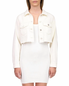 Regular Fit Shrunken Trucker Jacket in Powdered Sugar | Powdered Sugar