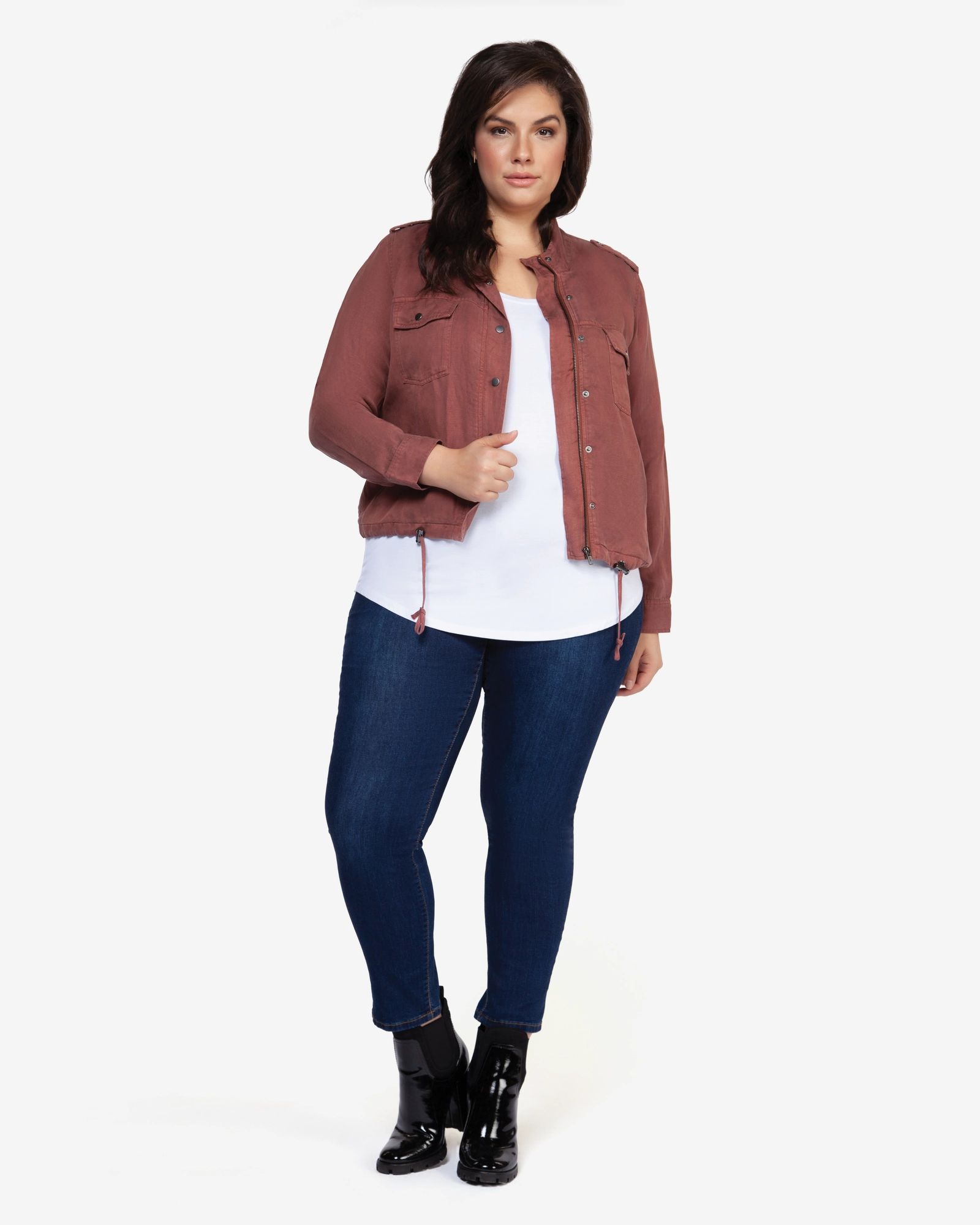 Expandable Sleeve Cuffs Isadora Cargo Jacket | Burgundy
