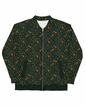 Festive Flora Bomber Jacket | Hunter Green Secure Storage