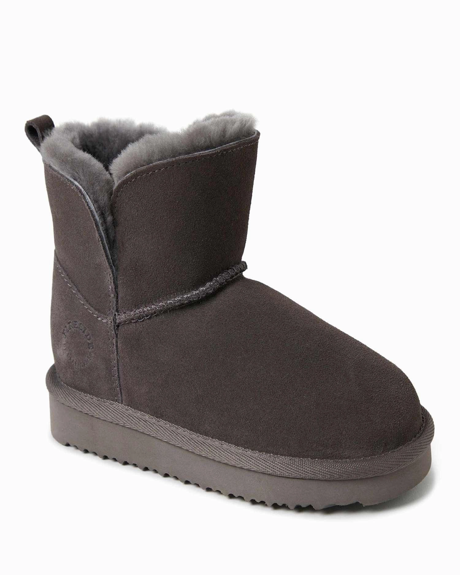 Vintage Style Ground Force Fireside By Dearfoams Kid's Bunbury Genuine Shearling Boot