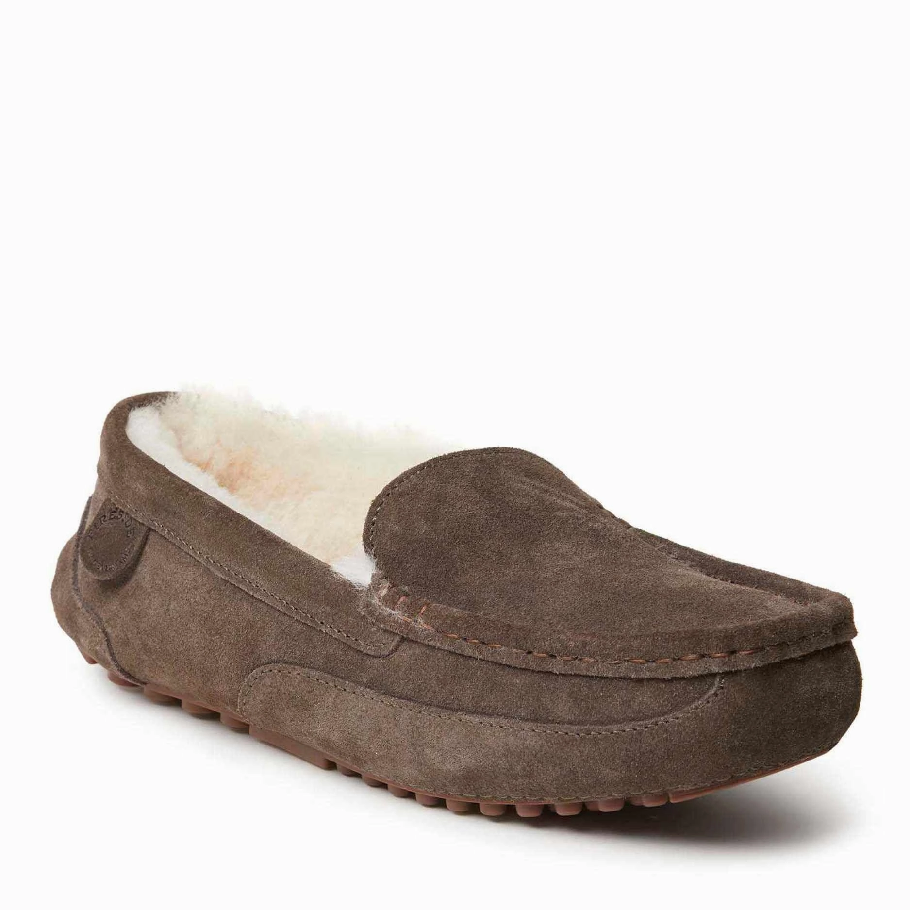 Quick Beach Wear Fireside By Dearfoams Men's Melbourne Genuine Shearling Moccasin Slipper