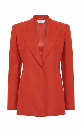 Smart Tailored Dapper Fashion Mairi Blazer in Antelope Orange Wool Cashmere Flannel