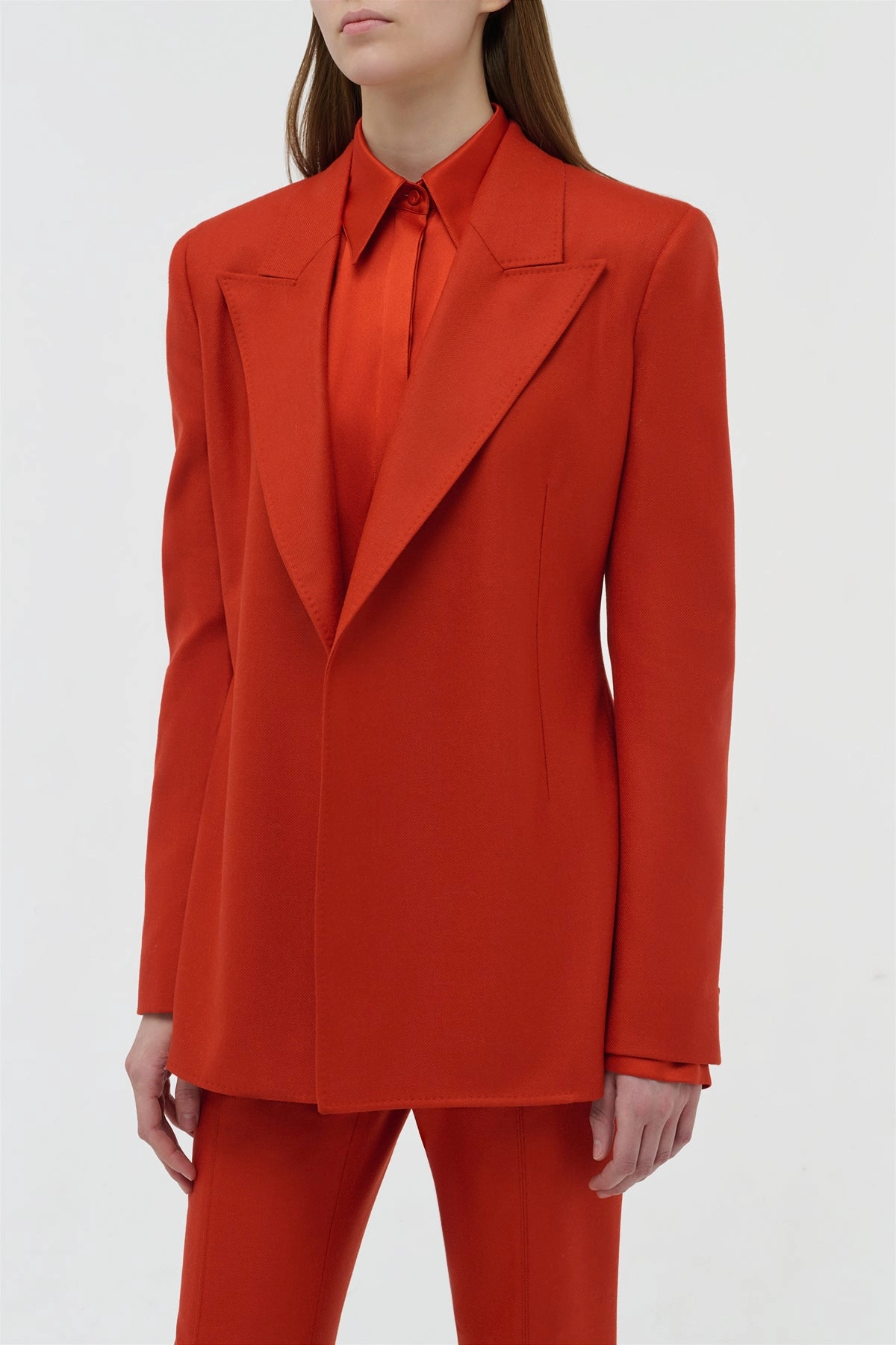 Mairi Blazer in Antelope Orange Wool Cashmere Flannel Sculpted comfort