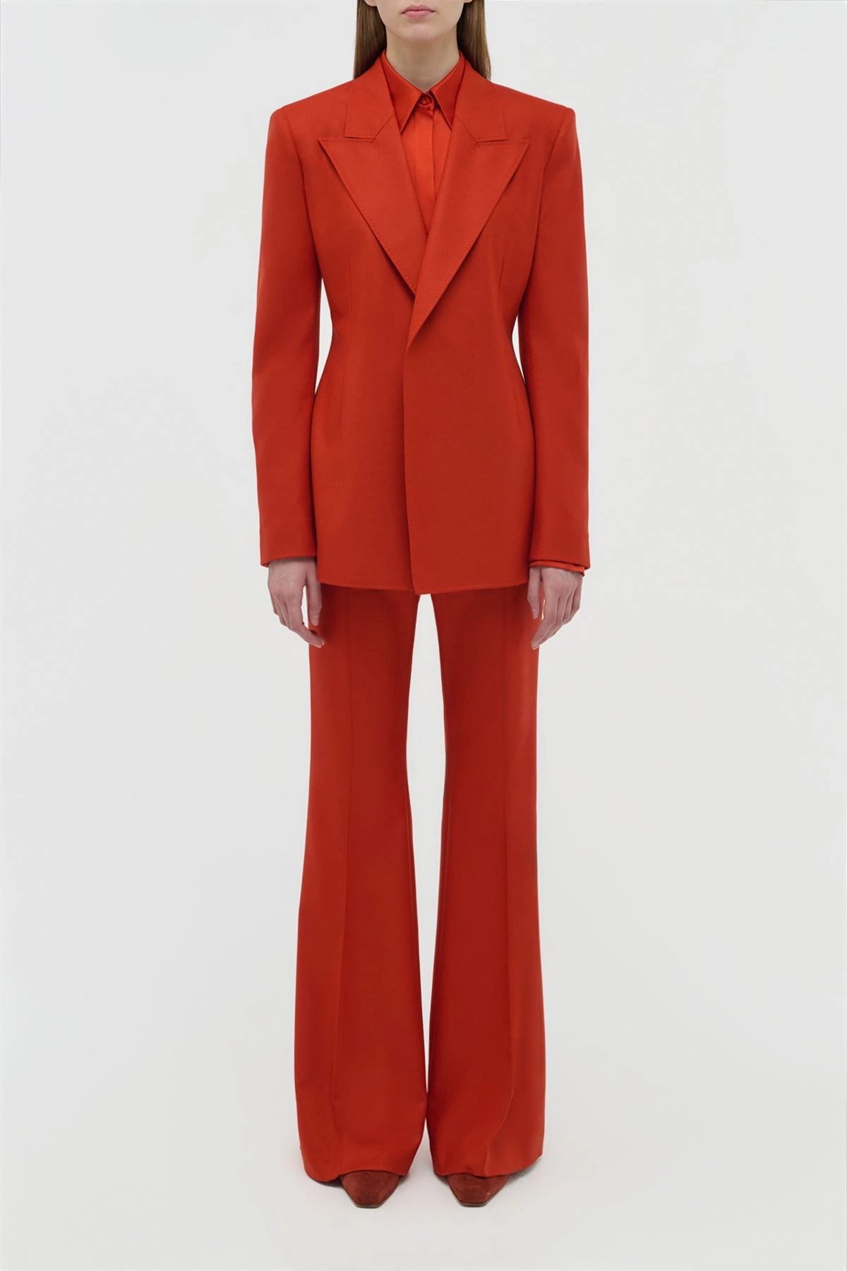 Mairi Blazer in Antelope Orange Wool Cashmere Flannel premium design