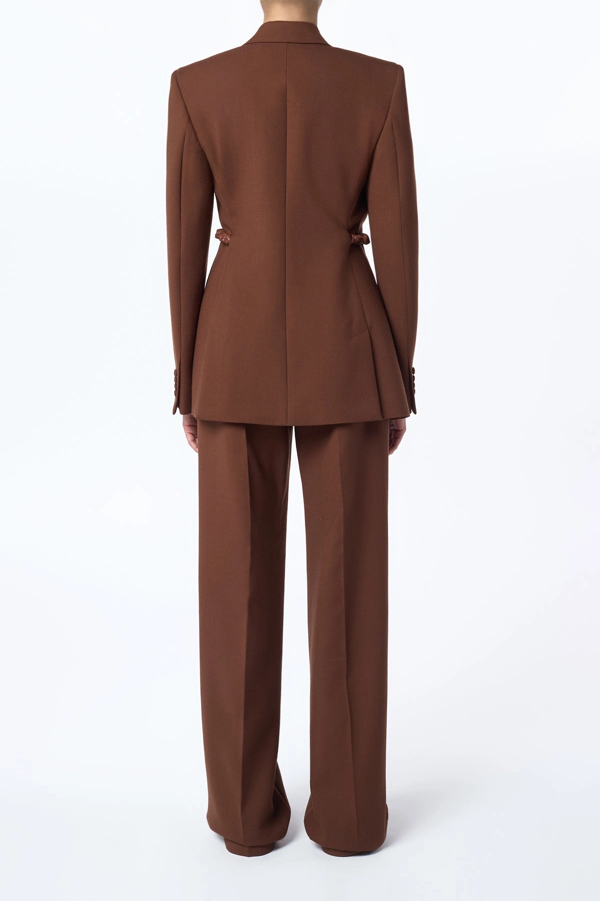 Sharp Look Epona Chain Blazer in Cognac Recycled Virgin Wool