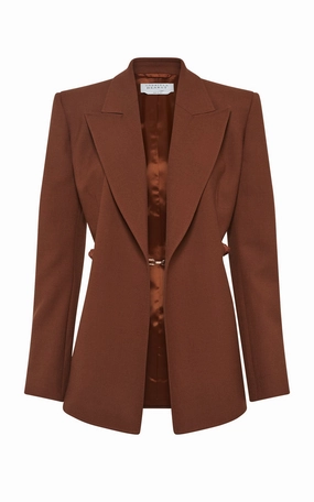 Epona Chain Blazer in Cognac Recycled Virgin Wool Smart Office Fit Tailored Basics