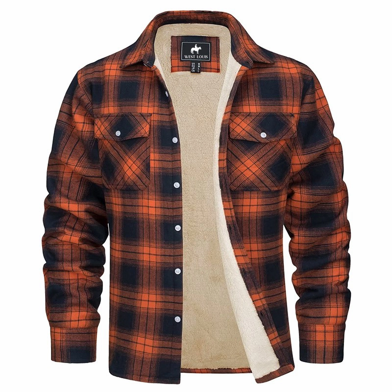 non adjustable West Louis? Fleece Plaid Flannel Sherpa Shirt Jacket