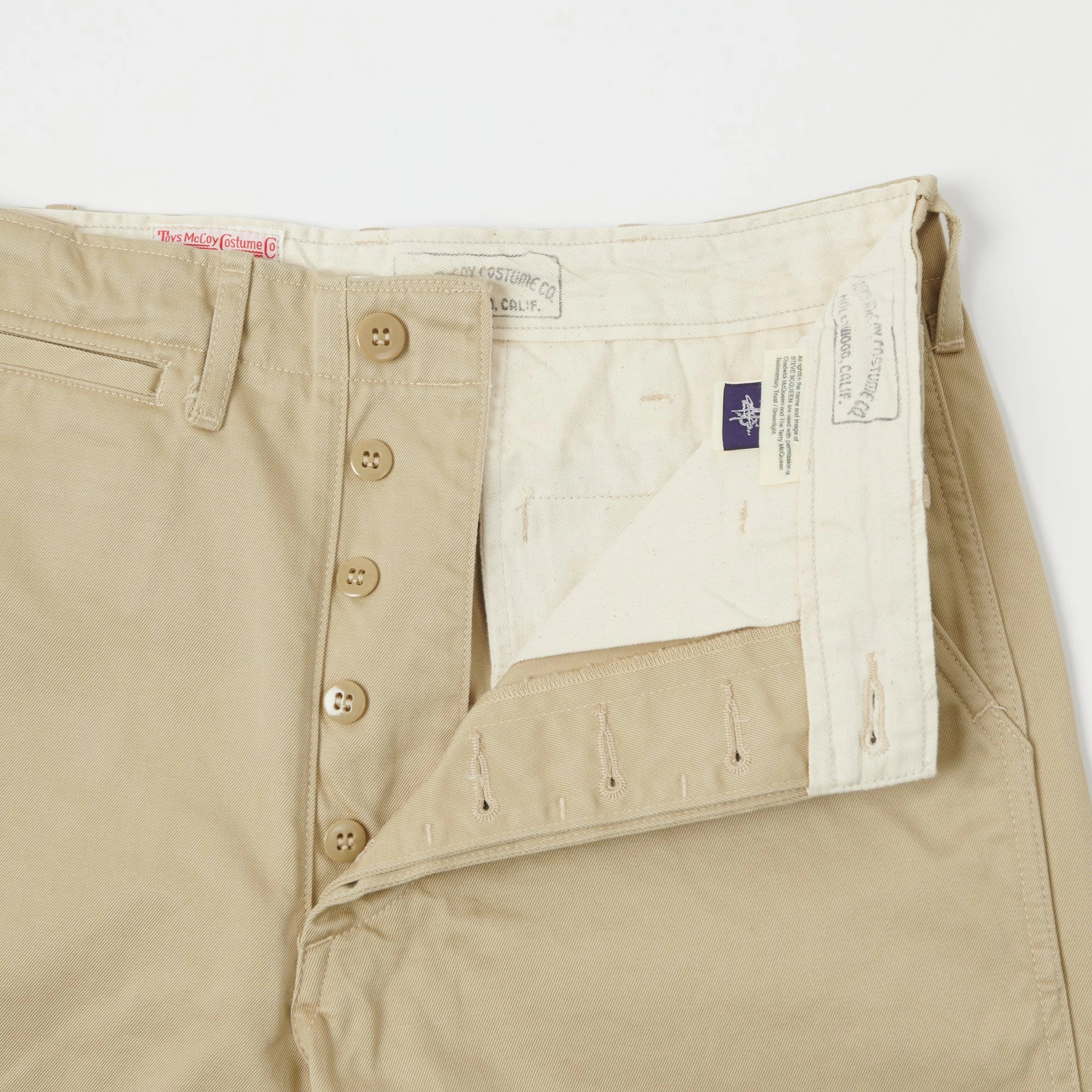Breathable Layer Odor Resistant TOYS McCOY V. Hilts 'Steve McQueen' Chinos - Khaki