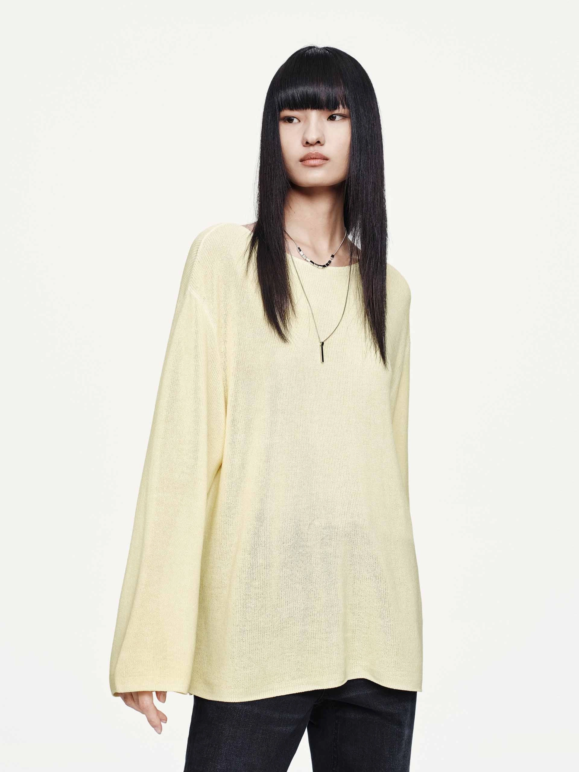 Flatlock stitching Lightweight Loose Knitted Top