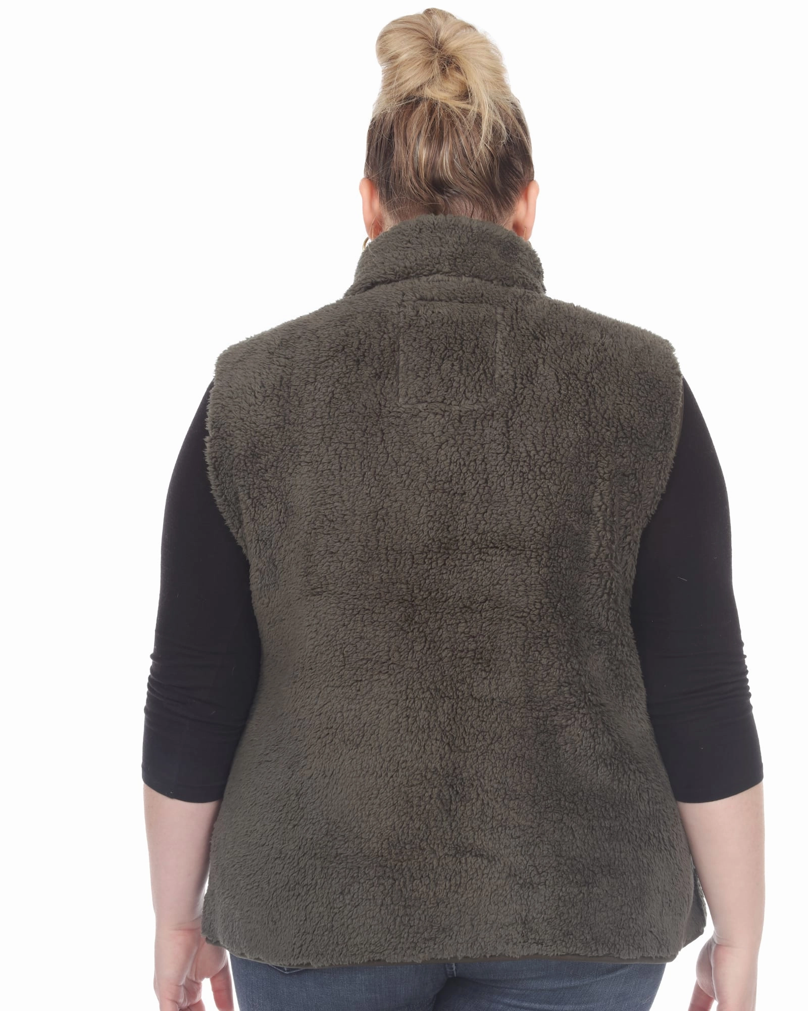 Zip up sherpa vest | Army Green Cold Protection