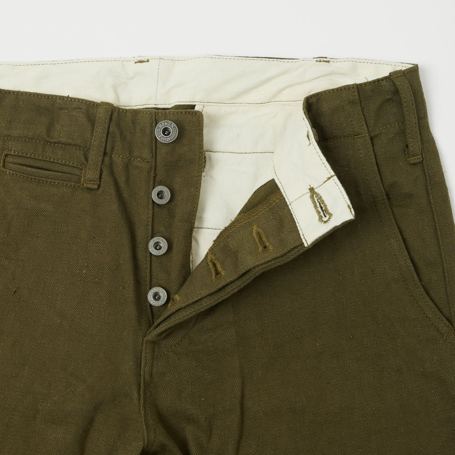 Comfy Wardrobe ONI Denim 727DK 12oz Dark Olive Sulfur Slim Straight Chino - Rinsed