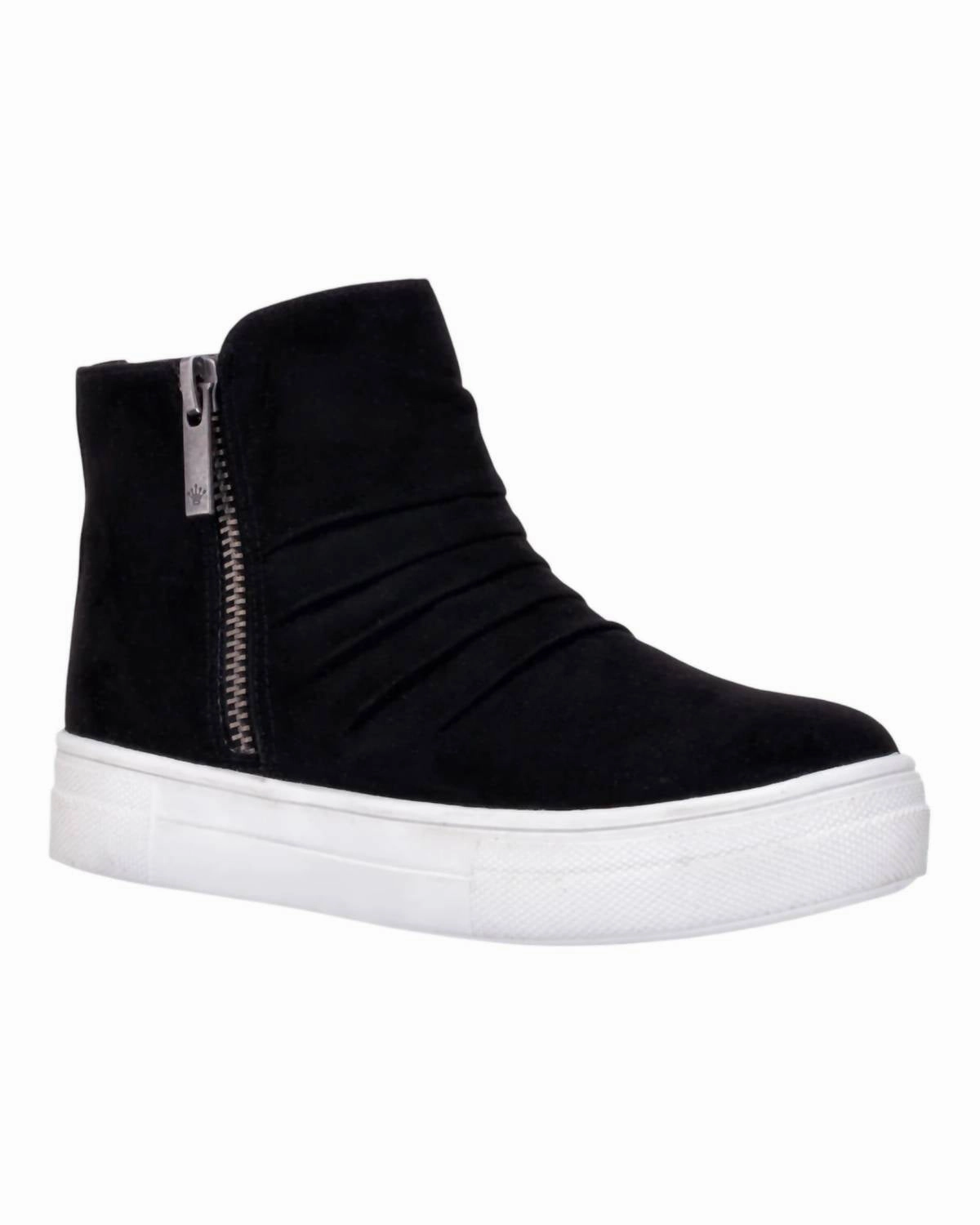 Girl's Amanda High-Top Sneakers In Black Microsuede Canvas