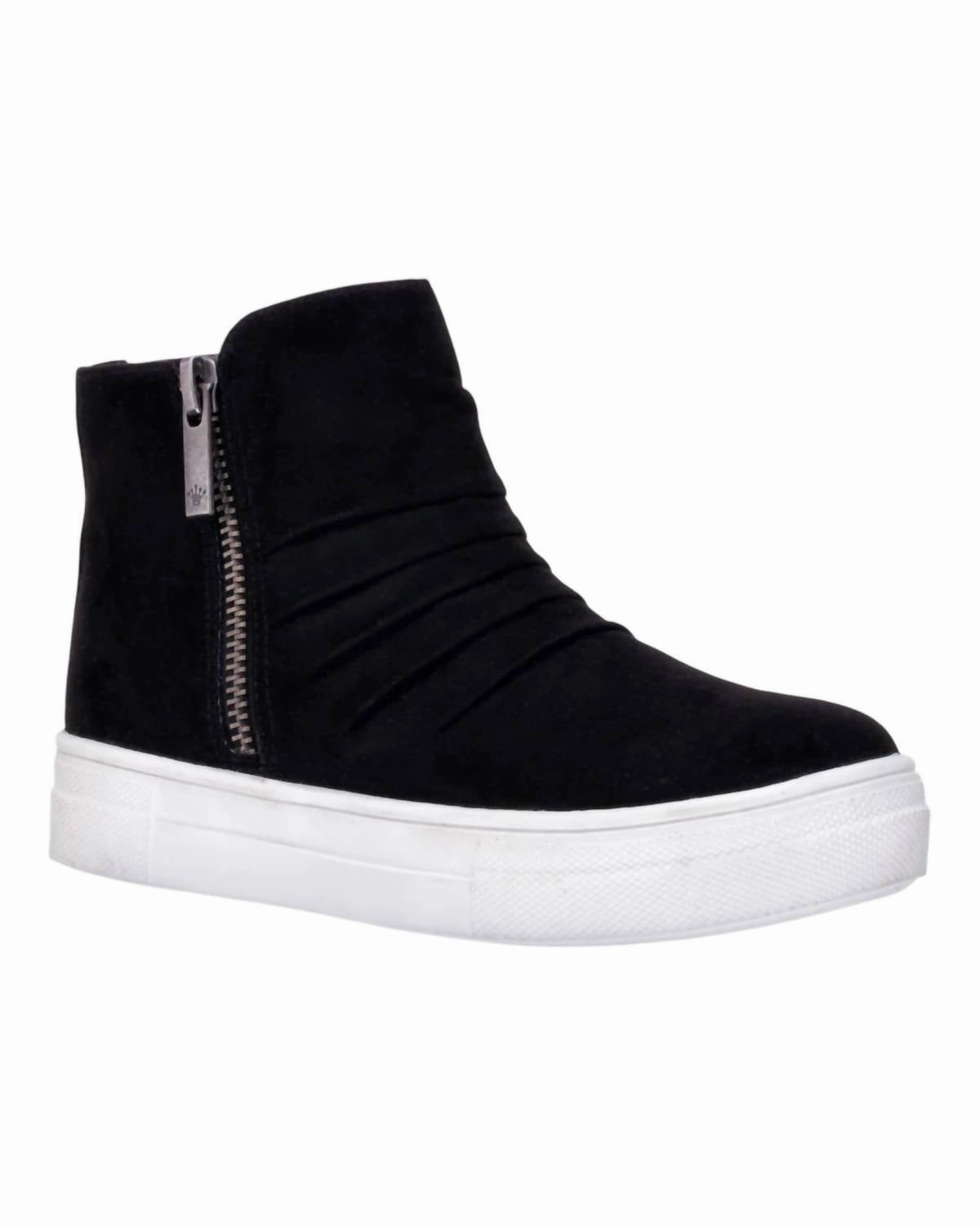 Girl's Amanda High-Top Sneakers In Black Microsuede breathable panels