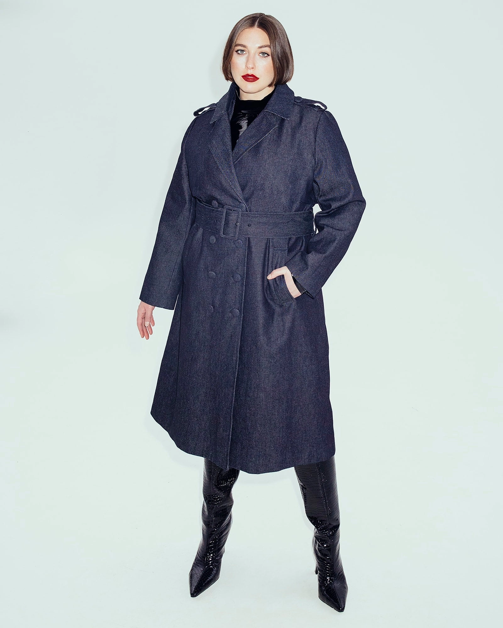Decal Smooth Feel The Rylan Denim Trench Coat | Navy