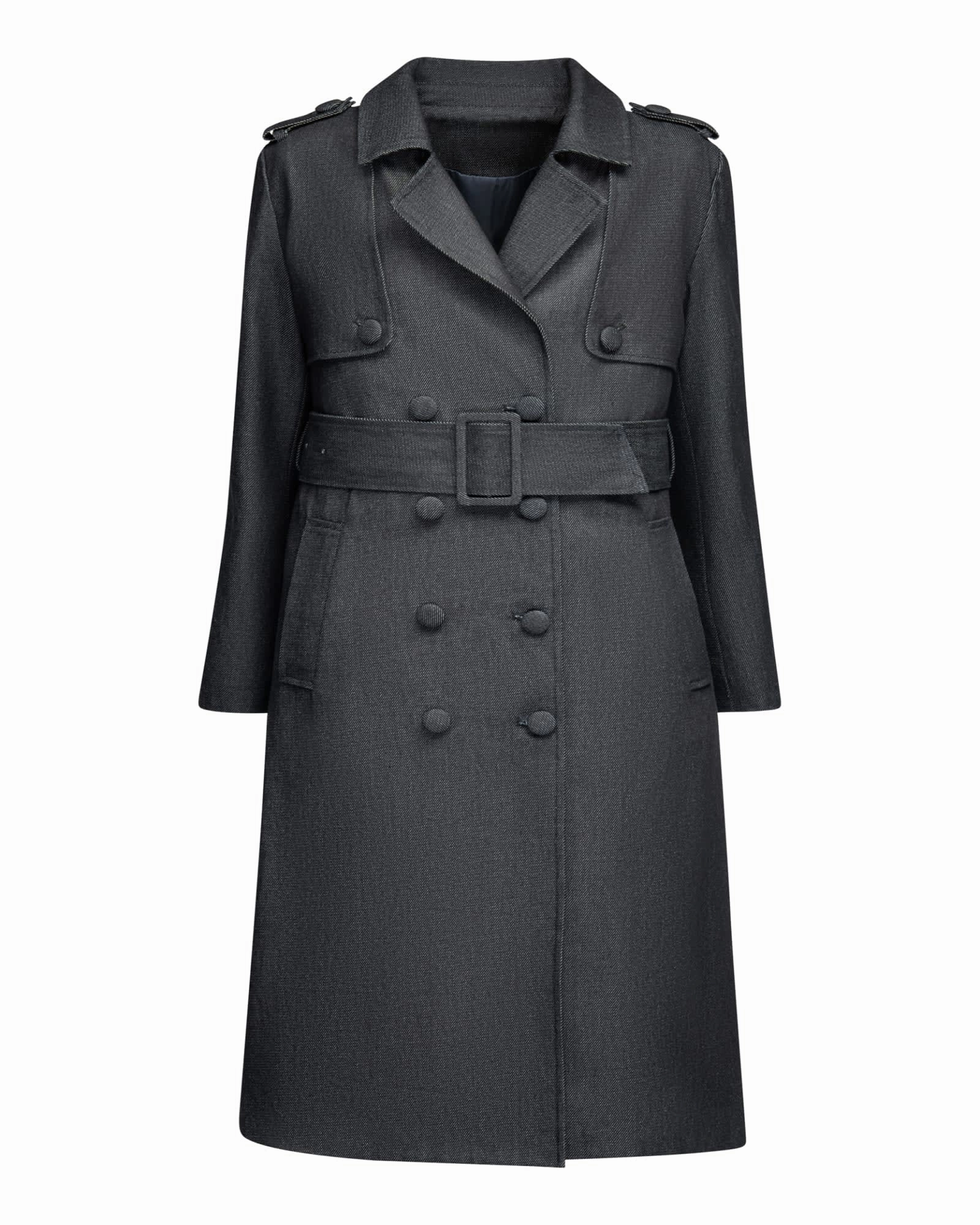 The Rylan Denim Trench Coat | Navy Reinforced Shoulders NonBulkyFit